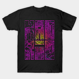 Madrid, Spain City Map Typography - Neon T-Shirt